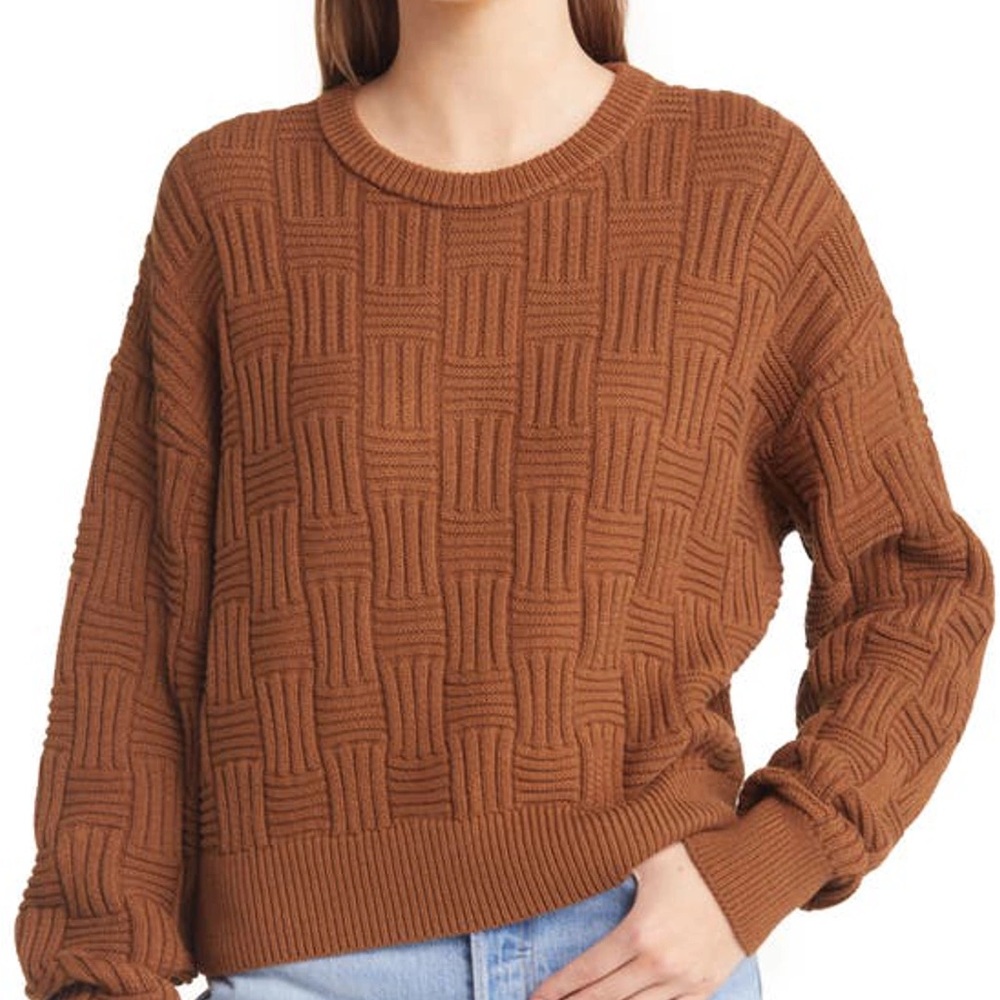 Reformation Winnie Basketweave Sweater in Toffee